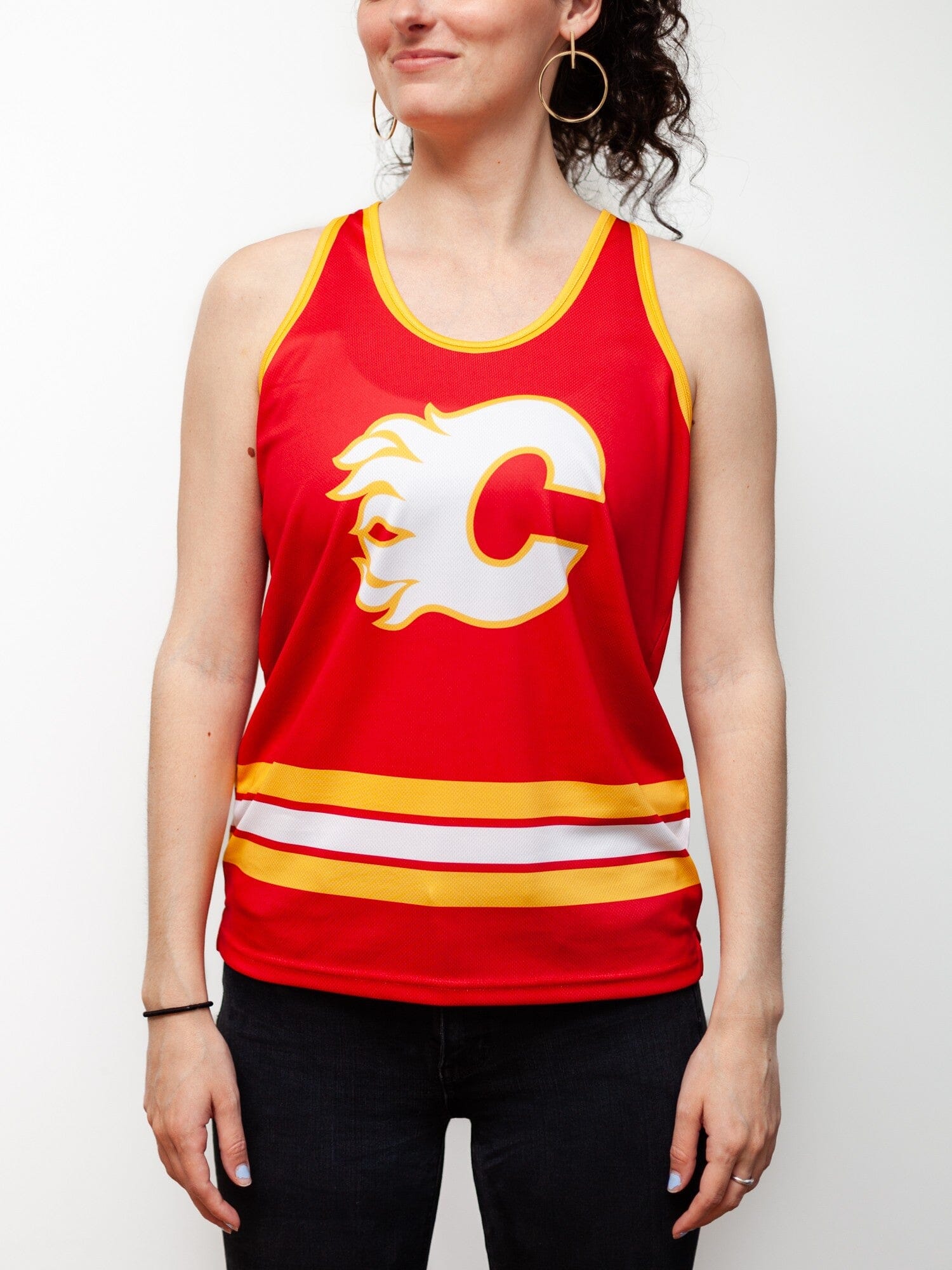 Calgary Flames Women's Racerback Hockey Tank - M / Red / Polyester