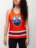 Edmonton Oilers Women's Racerback Hockey Tank hockey tanks BenchClearers XS Orange Polyester