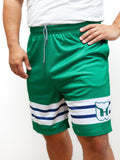 Hartford Whalers Retro Alternate Mesh Hockey Shorts Hockey Shorts BenchClearers S Green Polyester