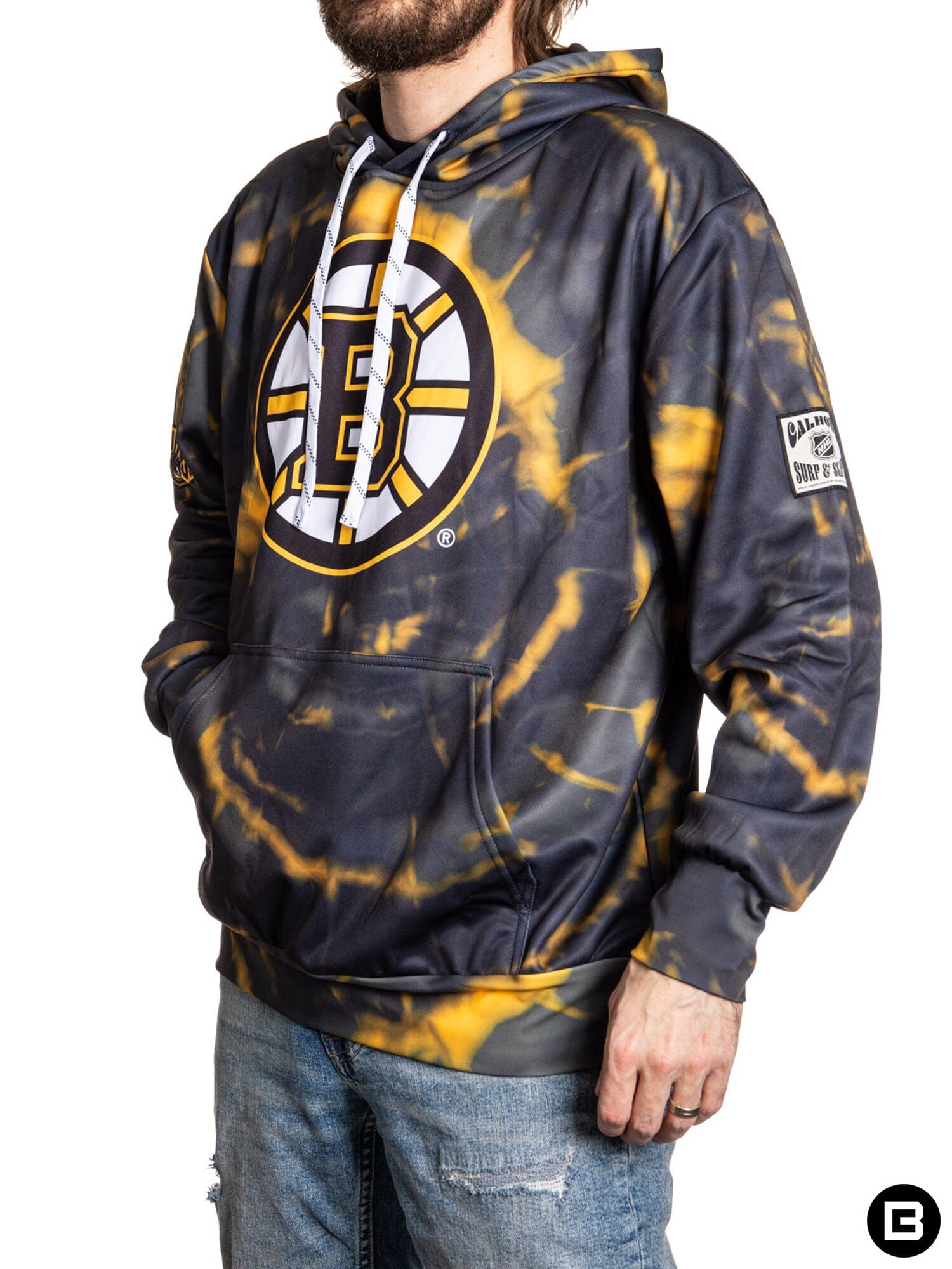 Boston Bruins Waffle Texture Hockey Lace Hoodie