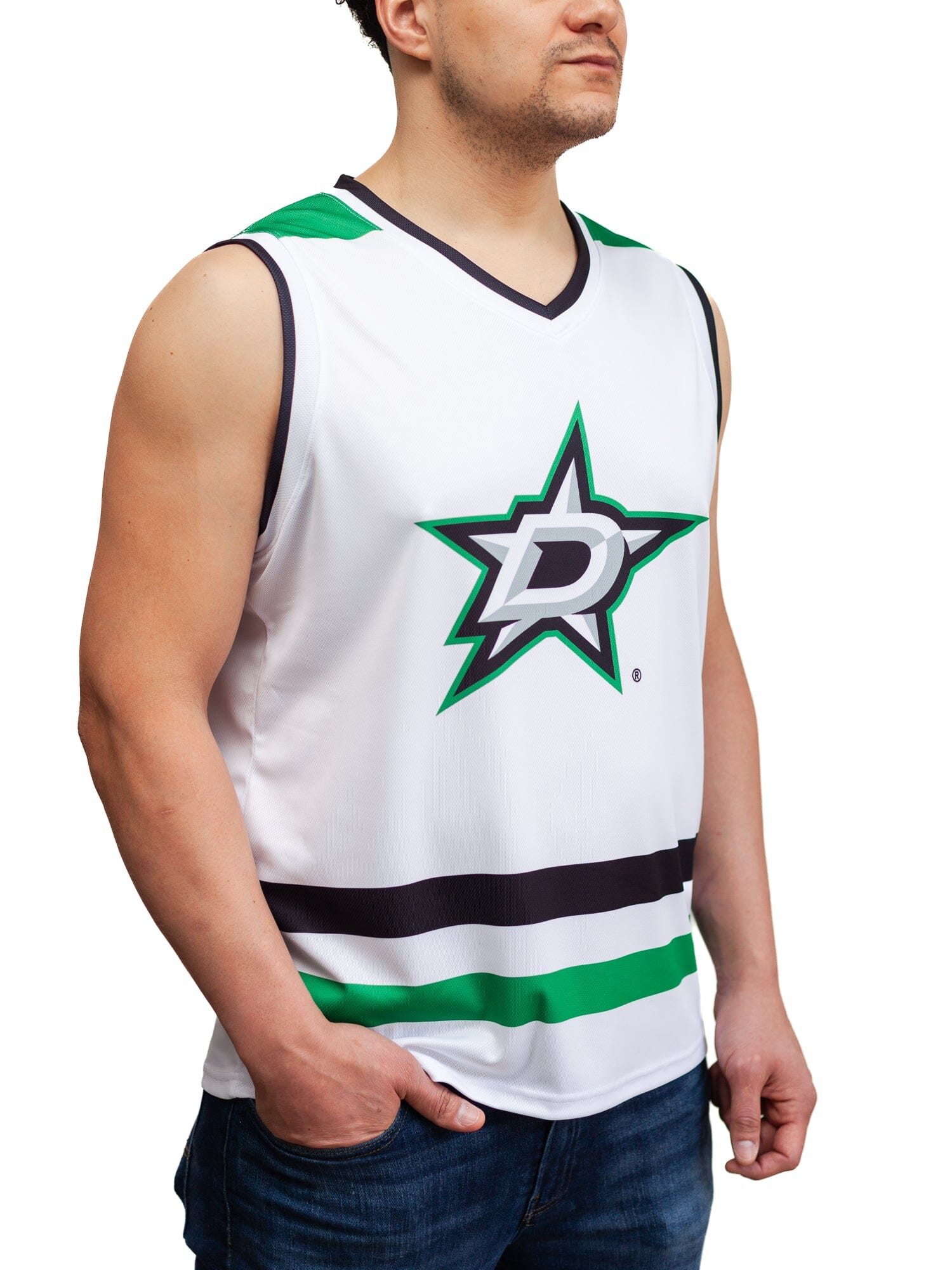Bench Clearers Dallas Stars Away Hockey Tank - L / White / Polyester