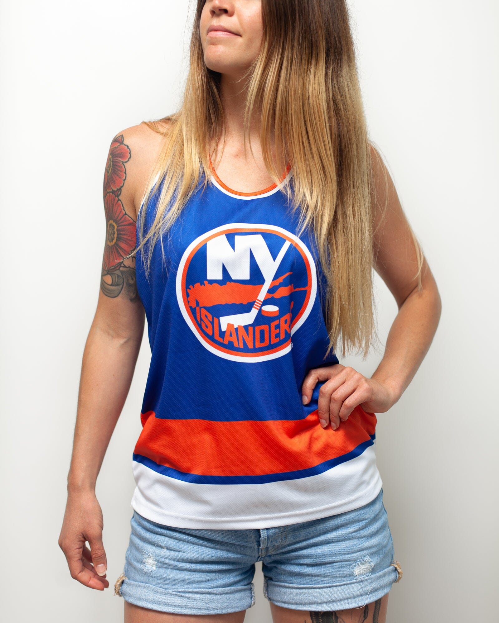 New York Islanders Women's Racerback Hockey Tank hockey tanks BenchClearers 