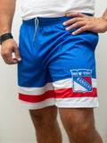 New York Rangers Mesh Hockey Shorts Hockey Shorts BenchClearers S Blue Polyester