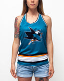 San Jose Sharks Women's Racerback Hockey Tank hockey tanks BenchClearers XS Teal Polyester