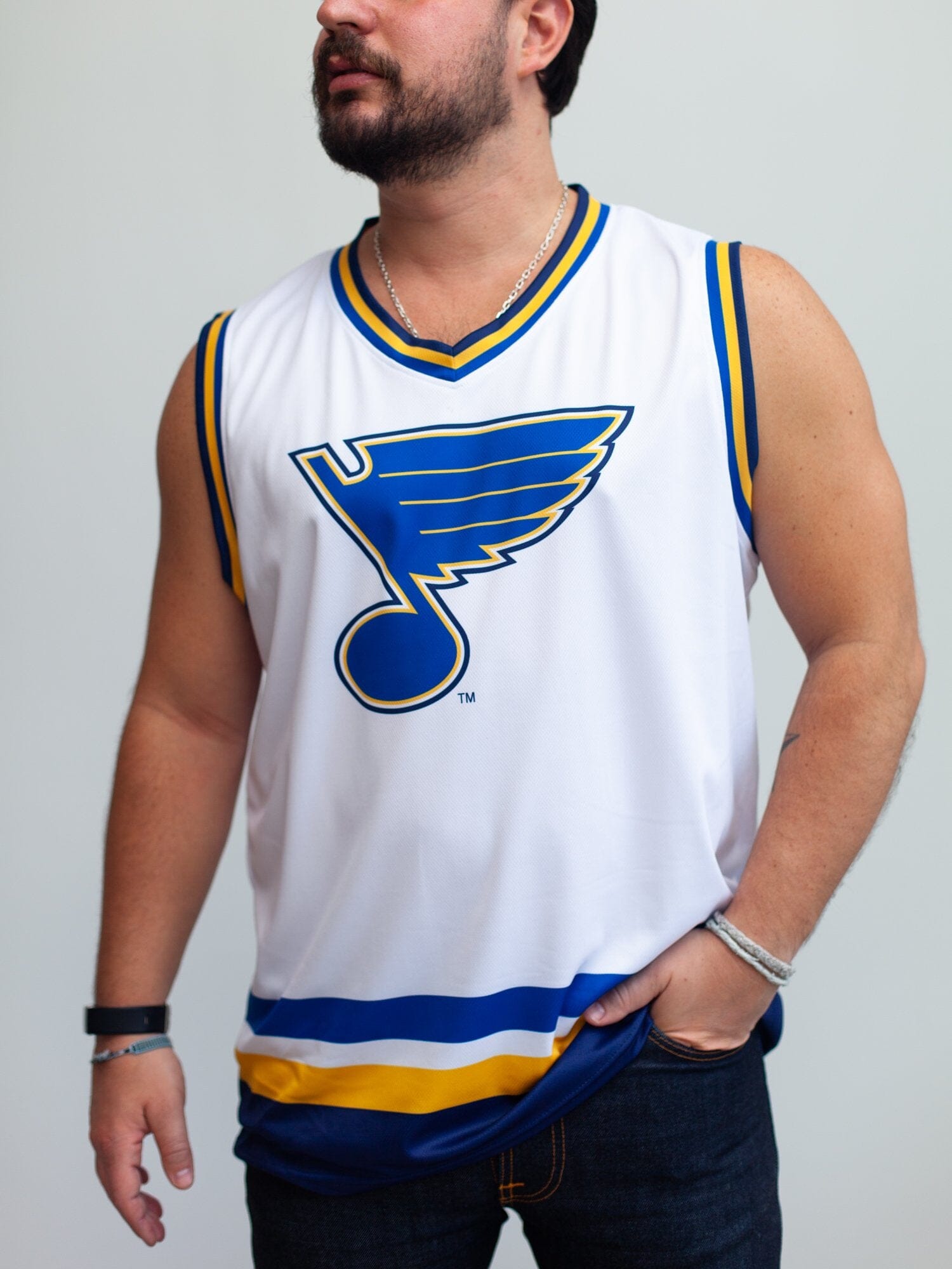 Bench Clearers St. Louis Blues Away Hockey Tank S / White / Polyester