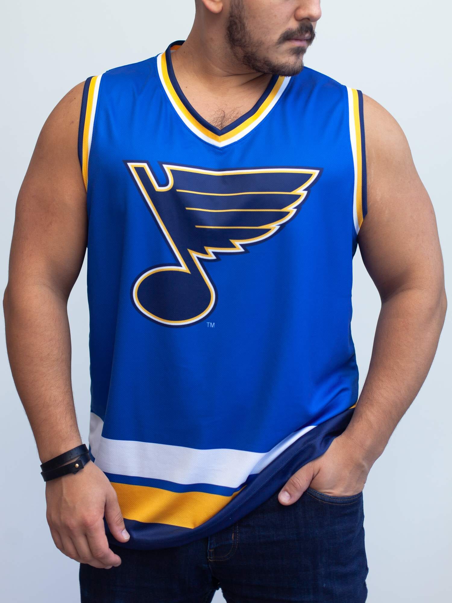 St. Louis Blues Hockey Tank hockey tanks BenchClearers S Royal Blue Polyester