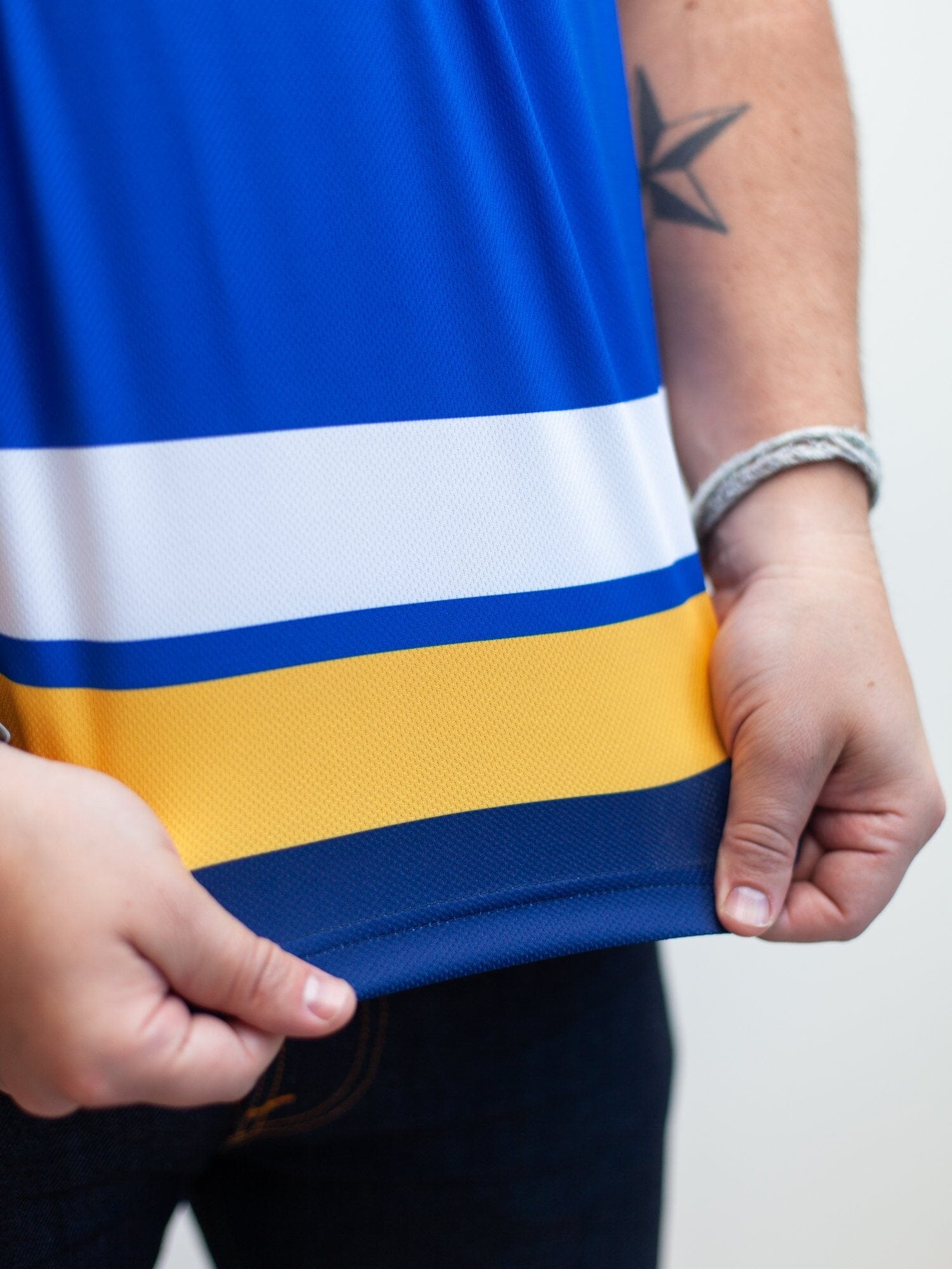St Louis Blues Home Hockey Tank - Material Close-up