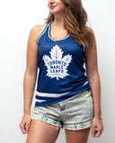 Toronto Maple Leafs Women's Racerback Hockey Tank hockey tanks BenchClearers XS Blue Polyester