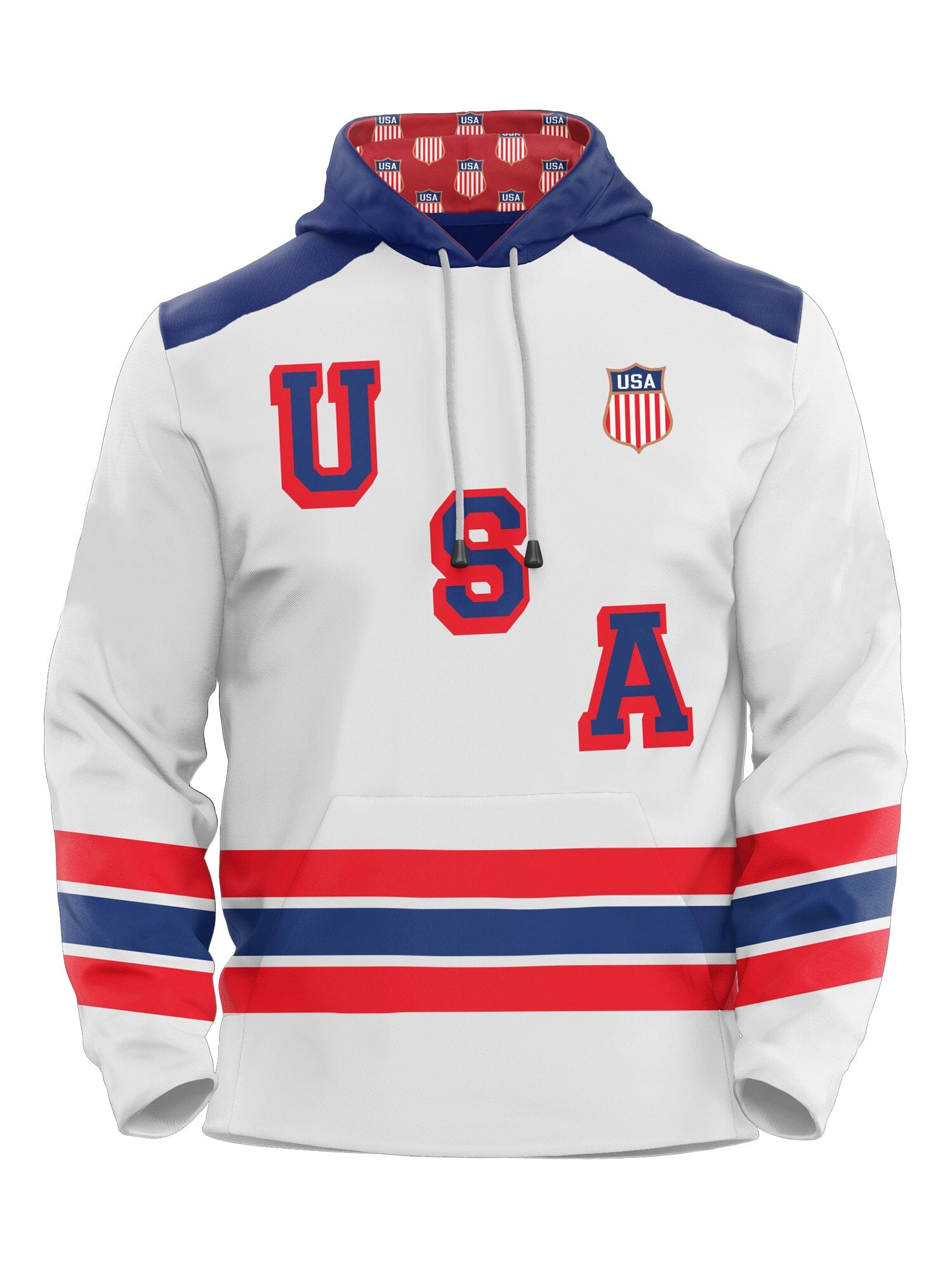 Team USA Letter Hockey Hoodie - YOUTH S / White / Polyester