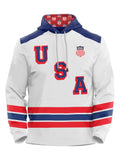 Team USA Letter Hockey Hoodie Hockey Hoodie BenchClearers YOUTH S White Polyester