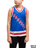 New York Rangers Youth Hockey Tank youth tanks BenchClearers YS (6-8) Blue Polyester